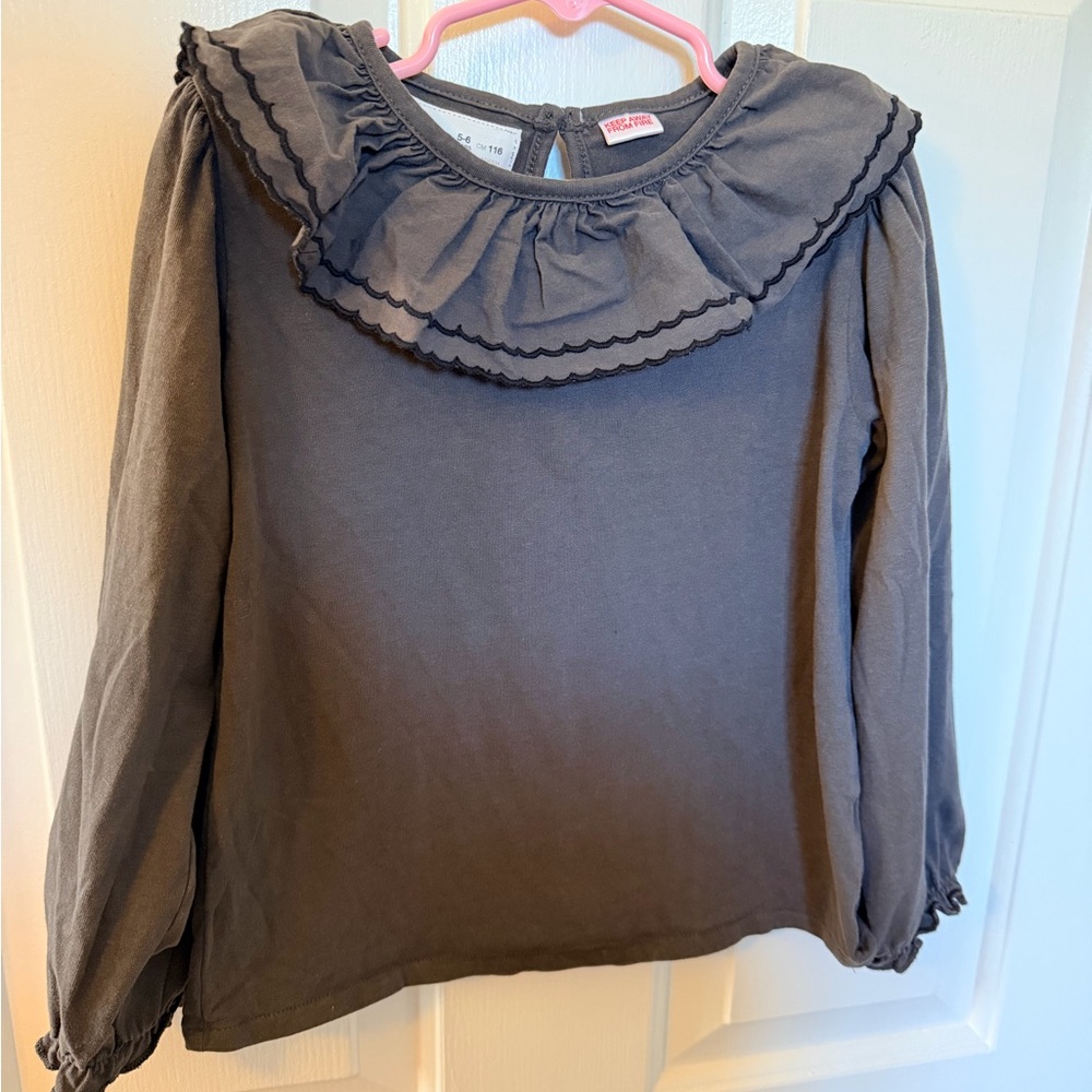 Zara Charcoal Ruffled Blouse